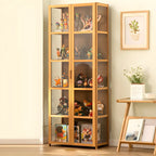 Modern Natural Bamboo Acrylic Standard  Display Cabinet