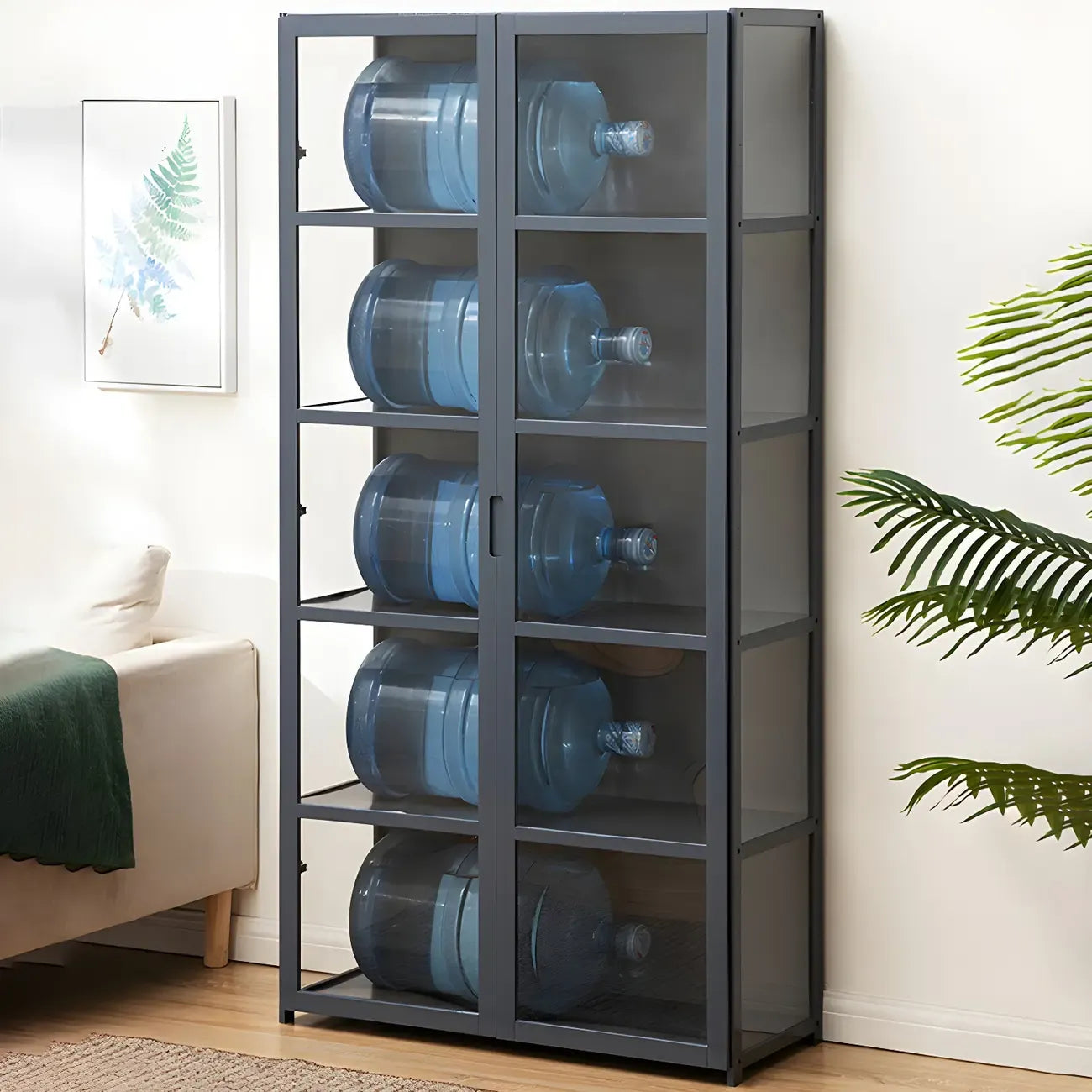 Modern Natural Bamboo Acrylic Standard  Display Cabinet