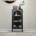 2-Shelf Black Metal Frame Glass Door Display Cabinet