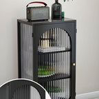 2-Shelf Black Metal Frame Glass Door Display Cabinet