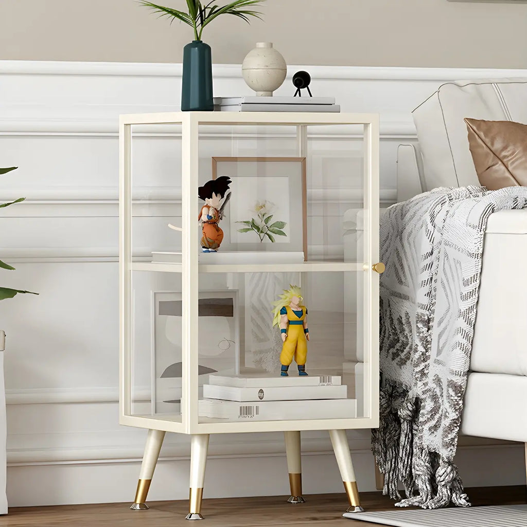 Modern White Metal Cube Shelf Glass Door Display Cabinet