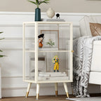 Modern White Metal Cube Shelf Glass Door Display Cabinet