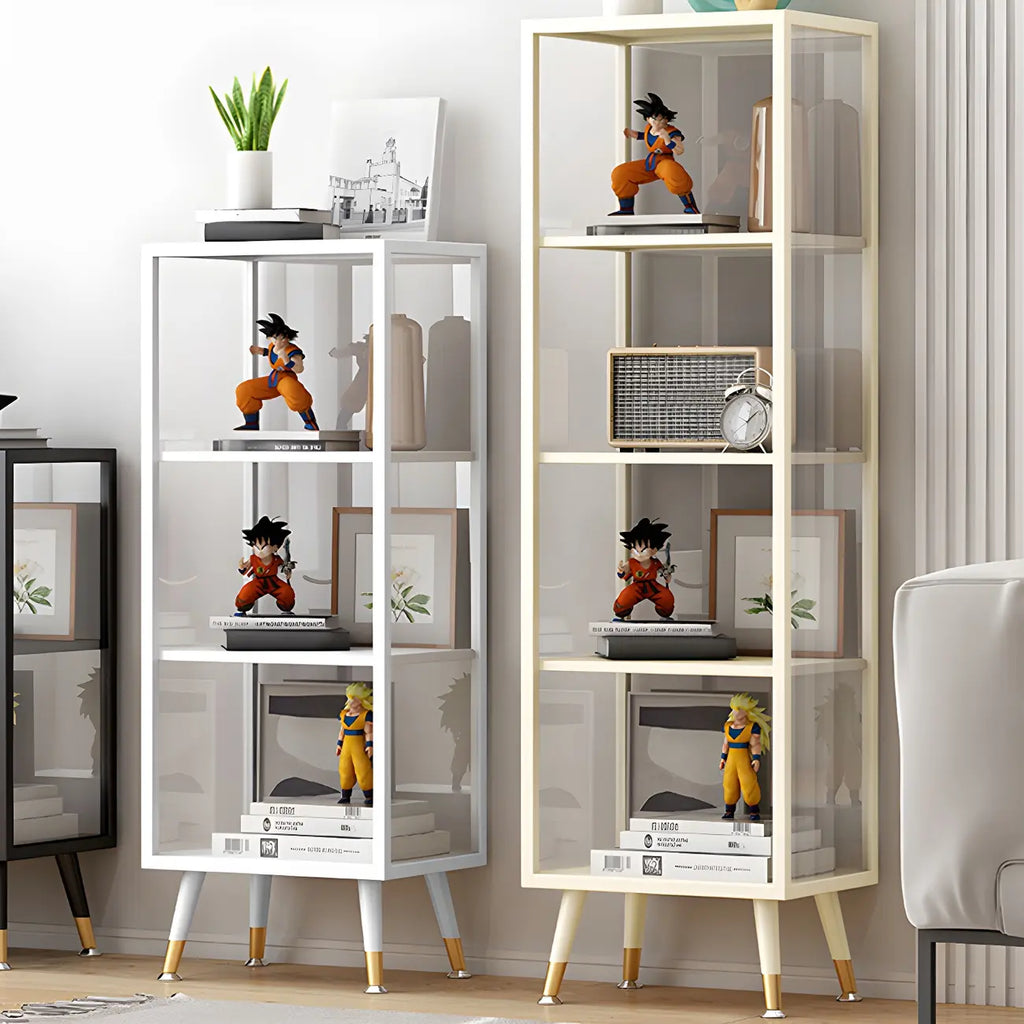 Modern White Metal Cube Shelf Glass Door Display Cabinet