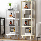 Modern White Metal Cube Shelf Glass Door Display Cabinet