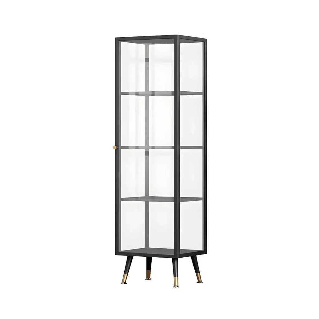 Modern White Metal Cube Shelf Glass Door Display Cabinet