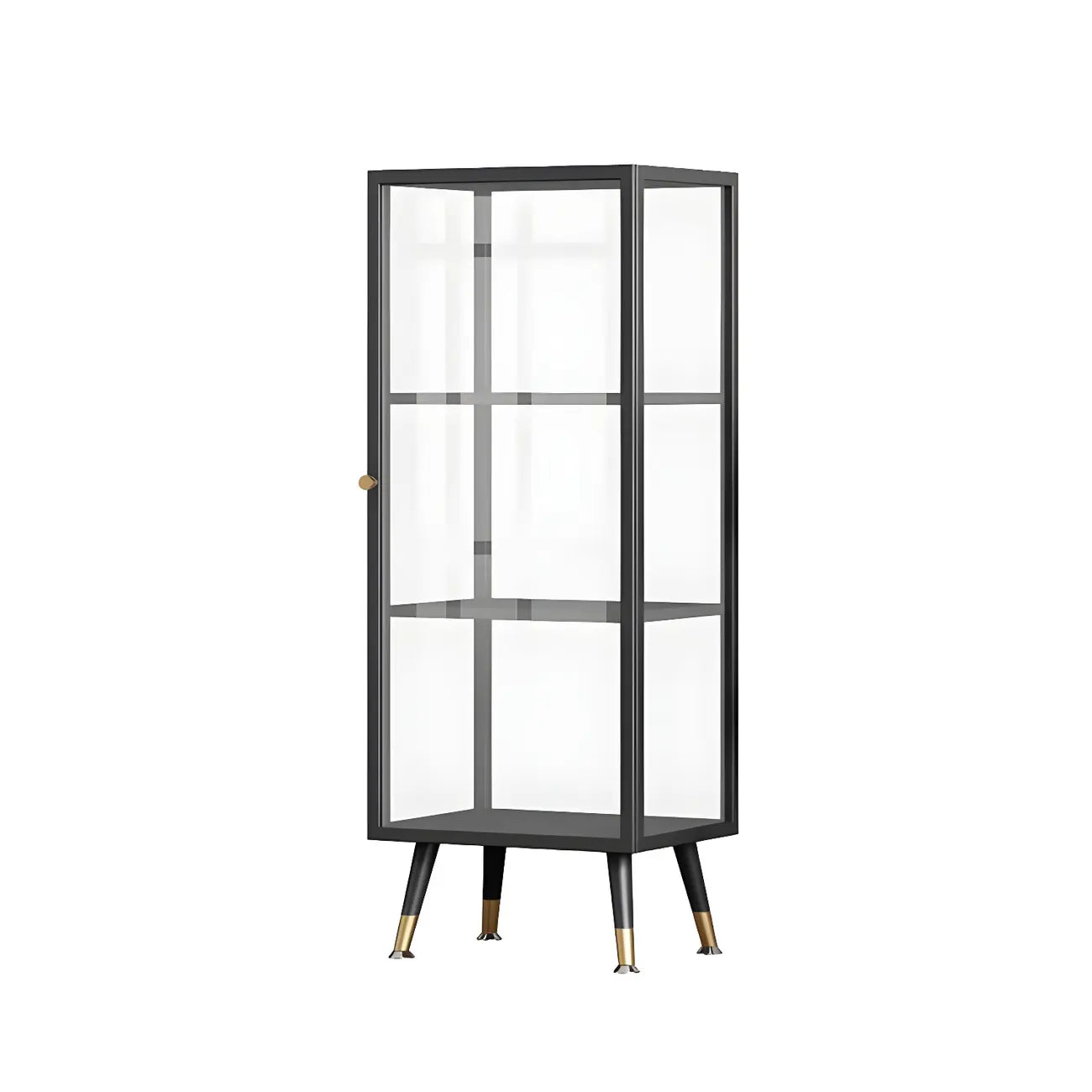 Modern White Metal Cube Shelf Glass Door Display Cabinet