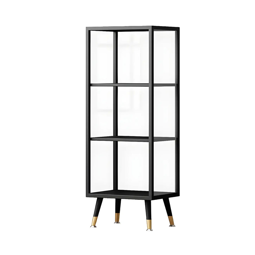 Modern White Metal Cube Shelf Glass Door Display Cabinet