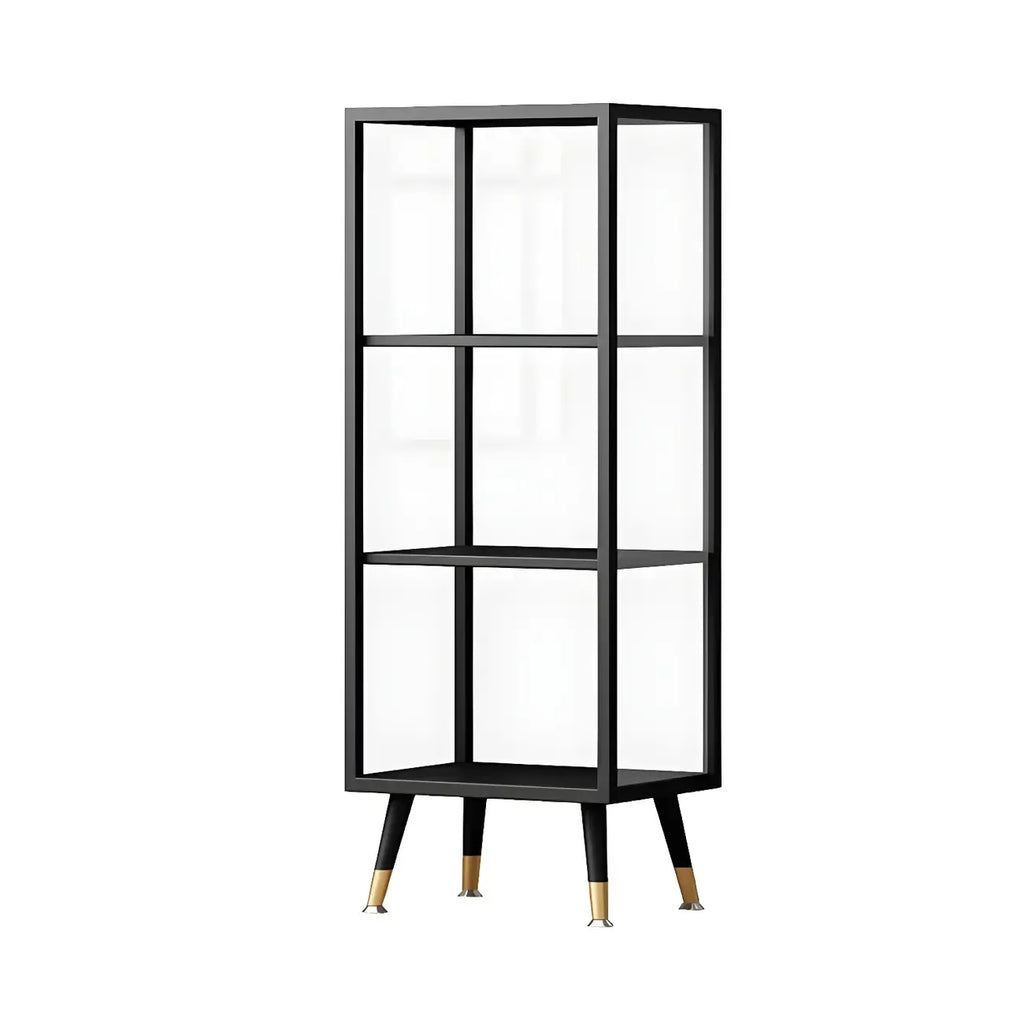 Modern White Metal Cube Shelf Glass Door Display Cabinet