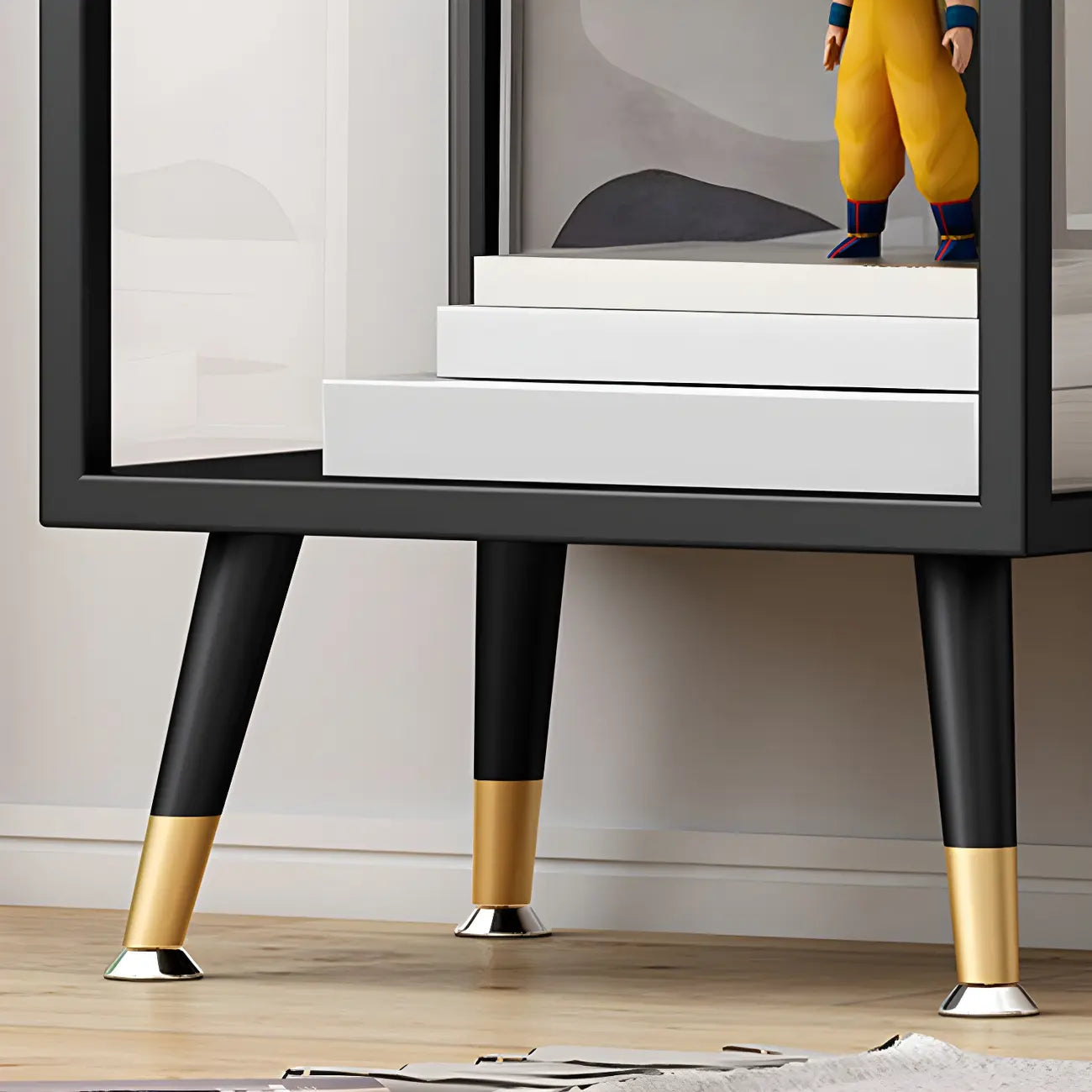 Modern White Metal Cube Shelf Glass Door Display Cabinet