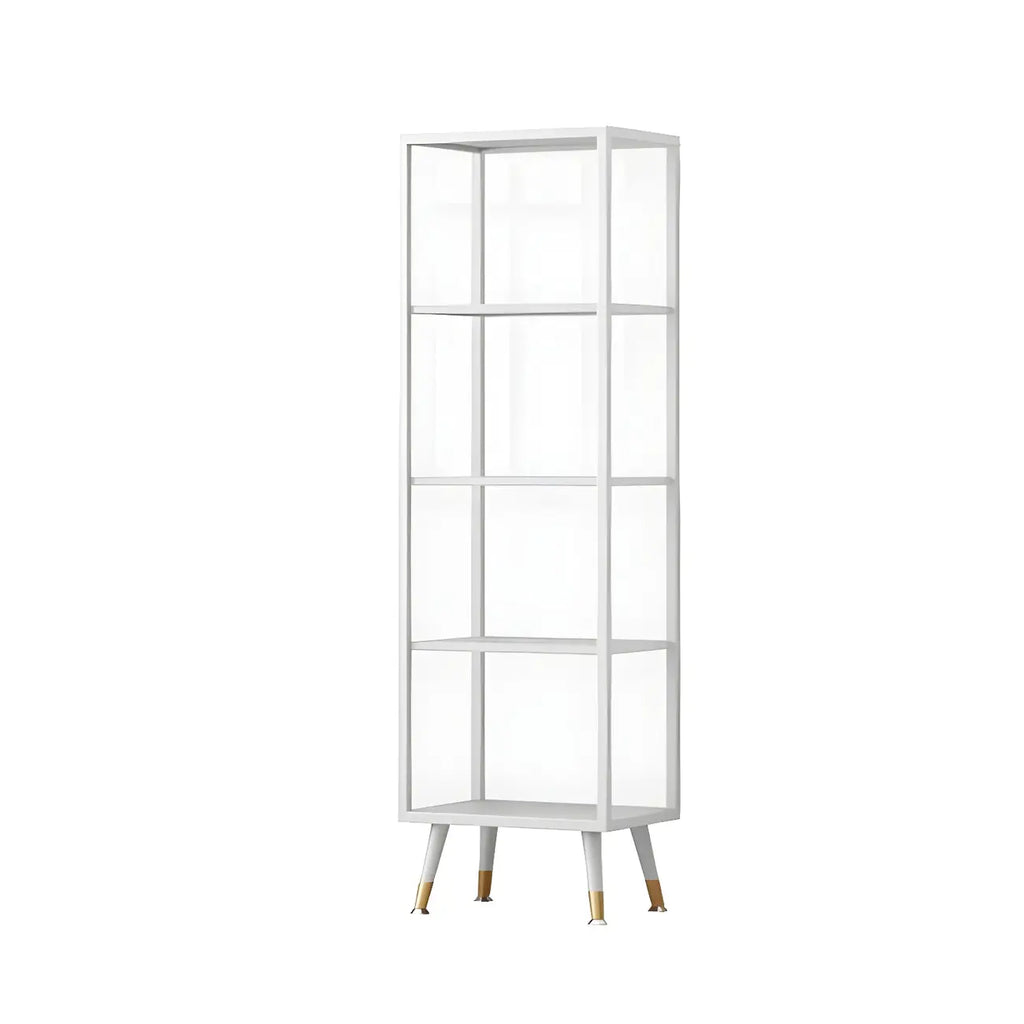 Modern White Metal Cube Shelf Glass Door Display Cabinet