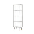Modern White Metal Cube Shelf Glass Door Display Cabinet