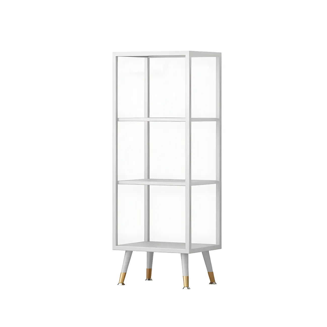 Modern White Metal Cube Shelf Glass Door Display Cabinet