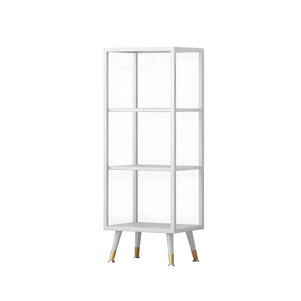 Modern White Metal Cube Shelf Glass Door Display Cabinet