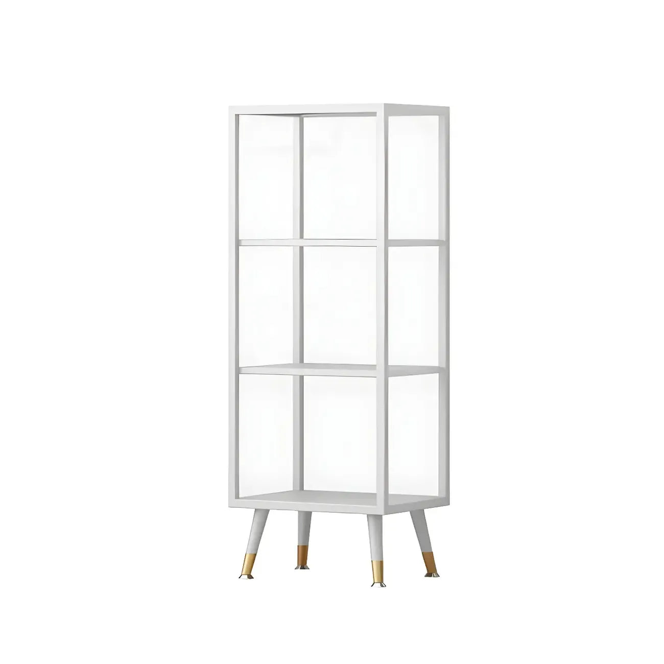 Modern White Metal Cube Shelf Glass Door Display Cabinet