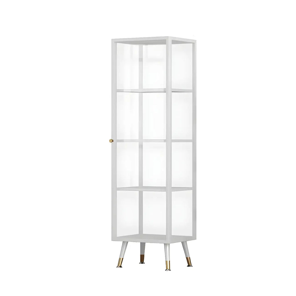 Modern White Metal Cube Shelf Glass Door Display Cabinet