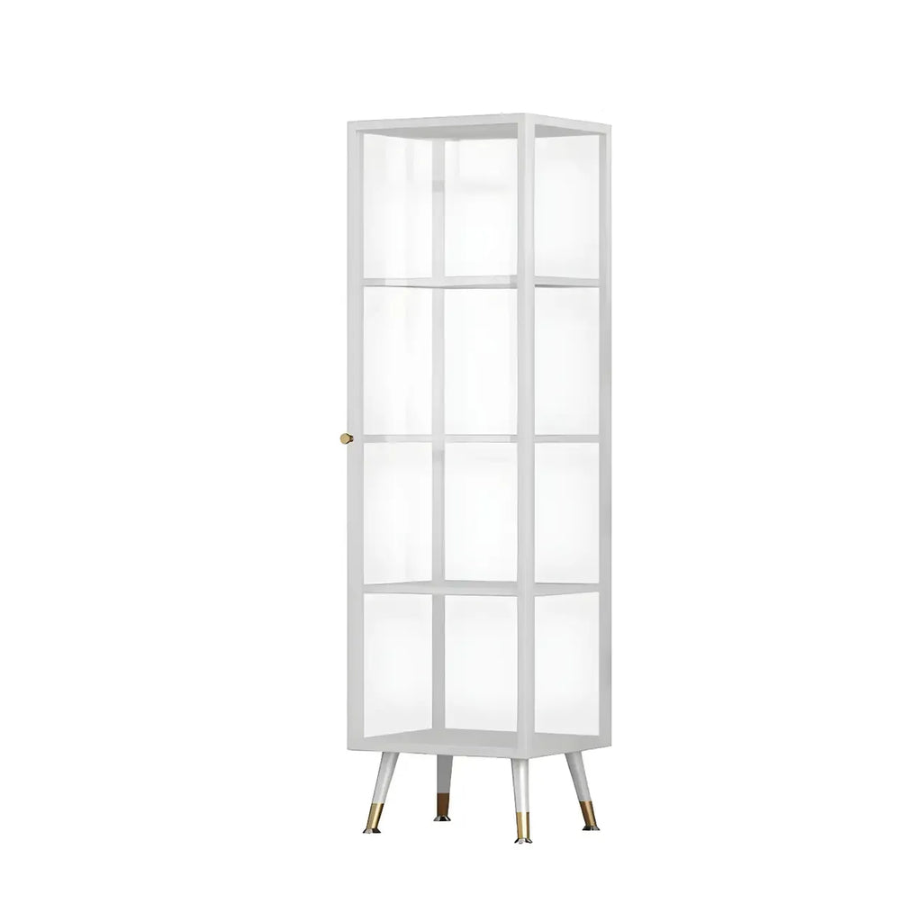 Modern White Metal Cube Shelf Glass Door Display Cabinet