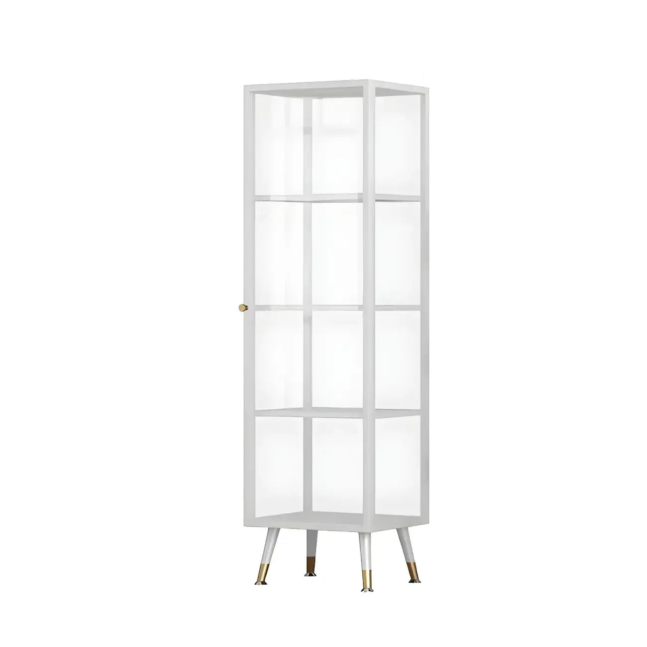 Modern White Metal Cube Shelf Glass Door Display Cabinet