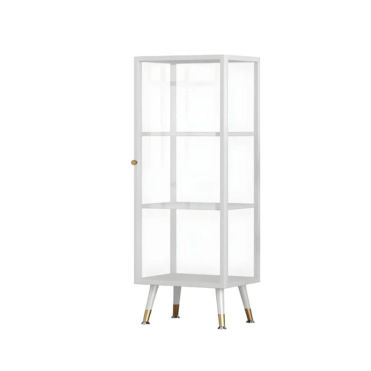 Modern White Metal Cube Shelf Glass Door Display Cabinet