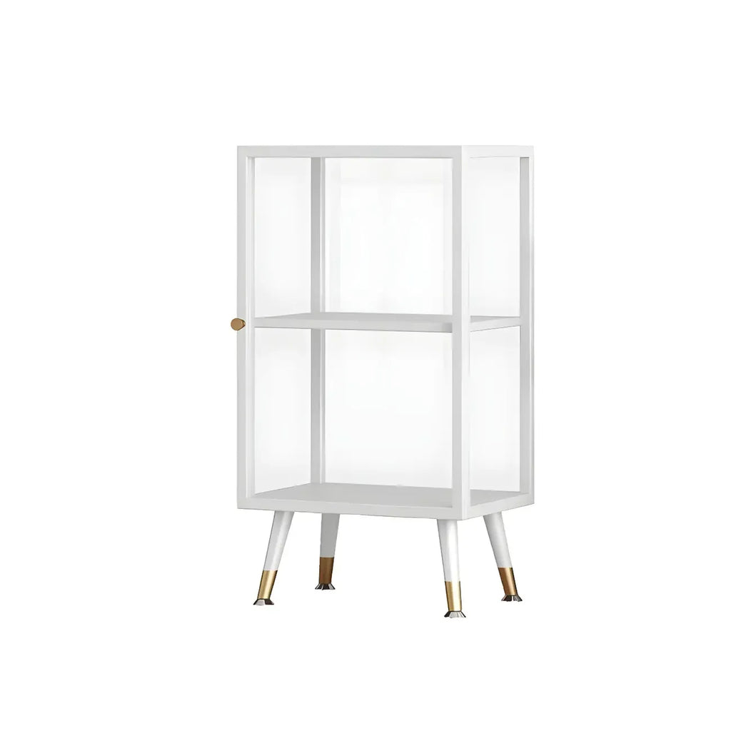 Modern White Metal Cube Shelf Glass Door Display Cabinet