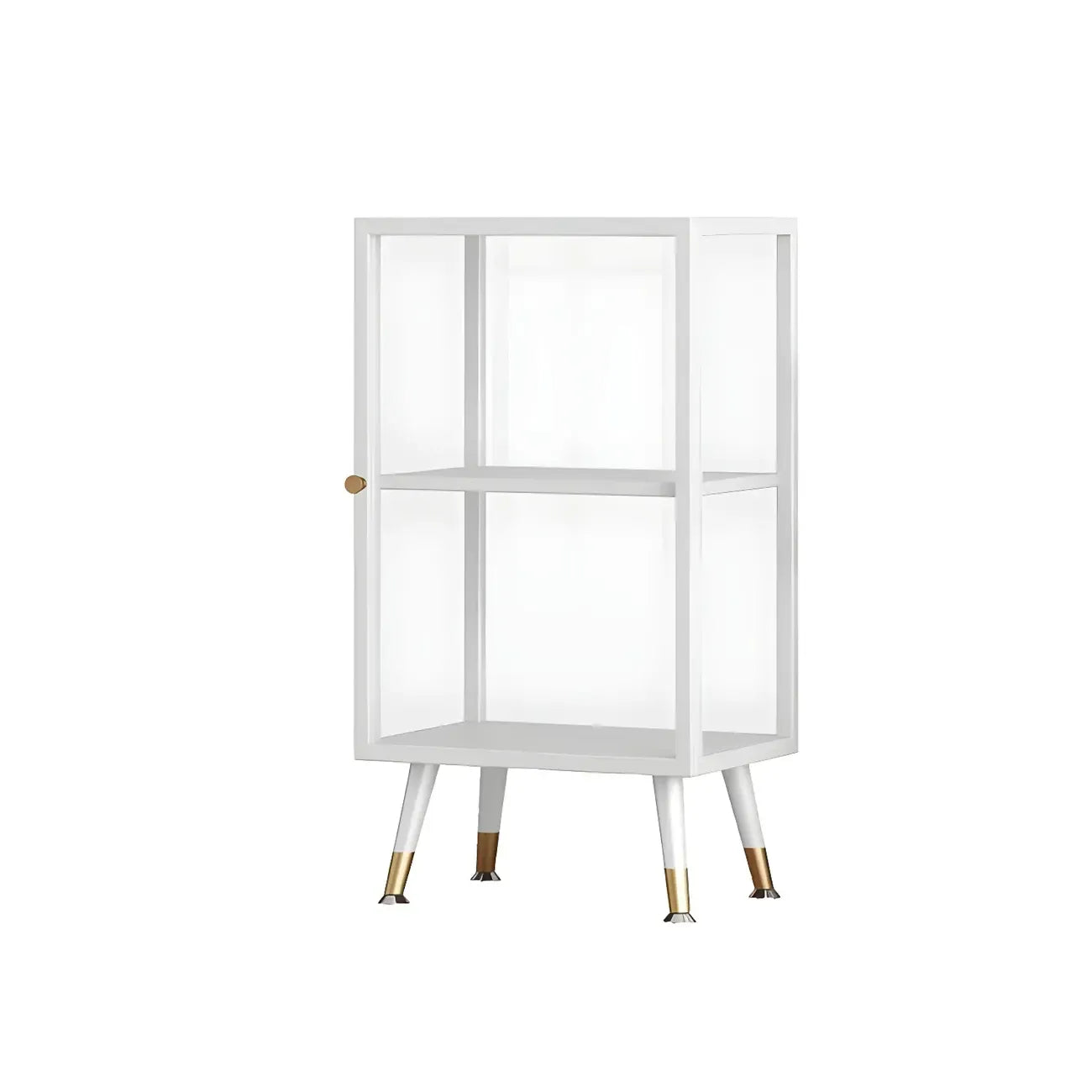 Modern White Metal Cube Shelf Glass Door Display Cabinet