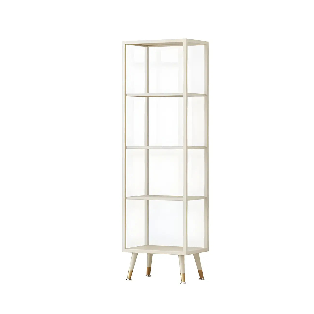 Modern White Metal Cube Shelf Glass Door Display Cabinet