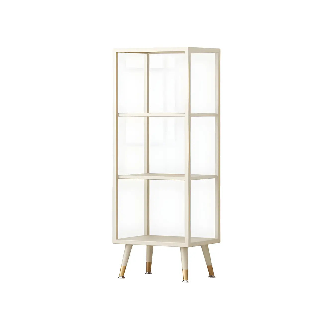 Modern White Metal Cube Shelf Glass Door Display Cabinet