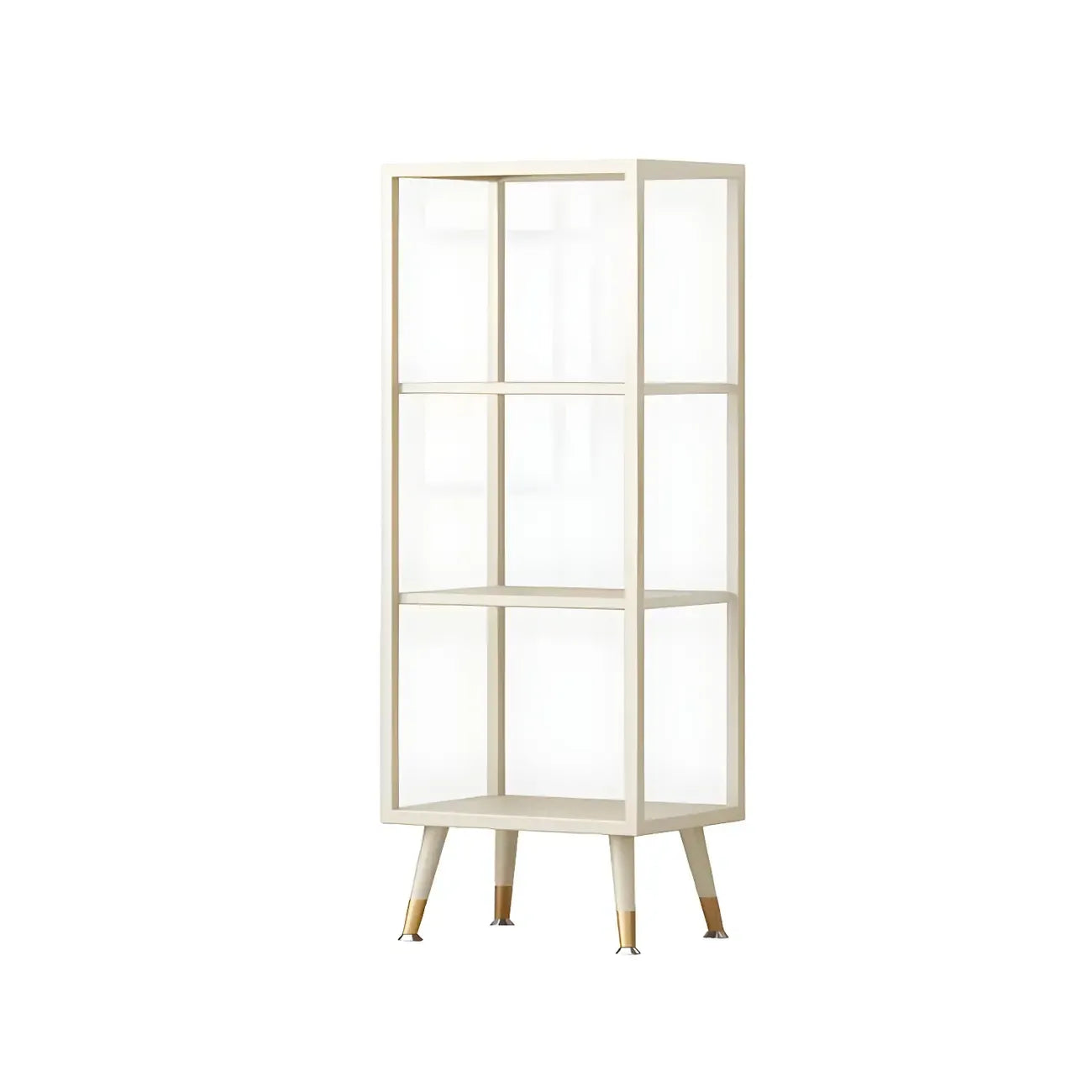 Modern White Metal Cube Shelf Glass Door Display Cabinet