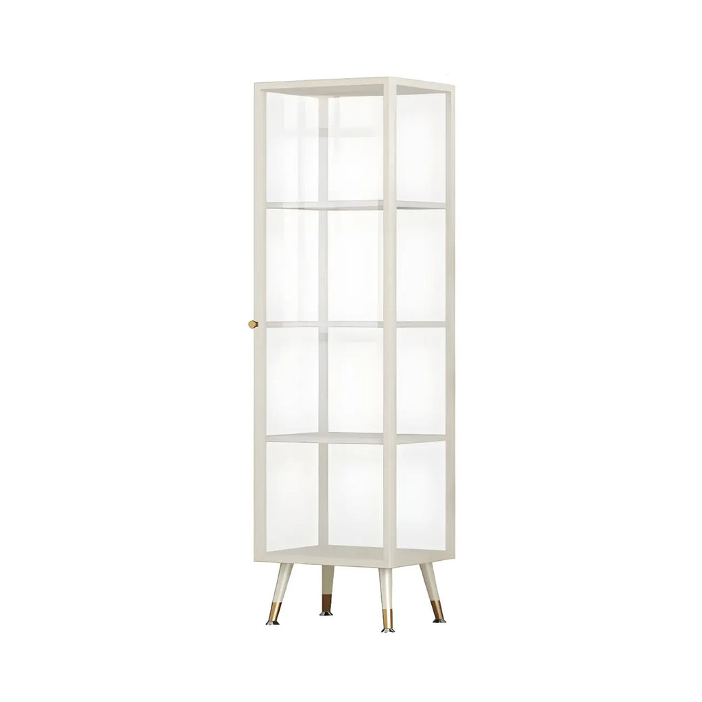 Modern White Metal Cube Shelf Glass Door Display Cabinet
