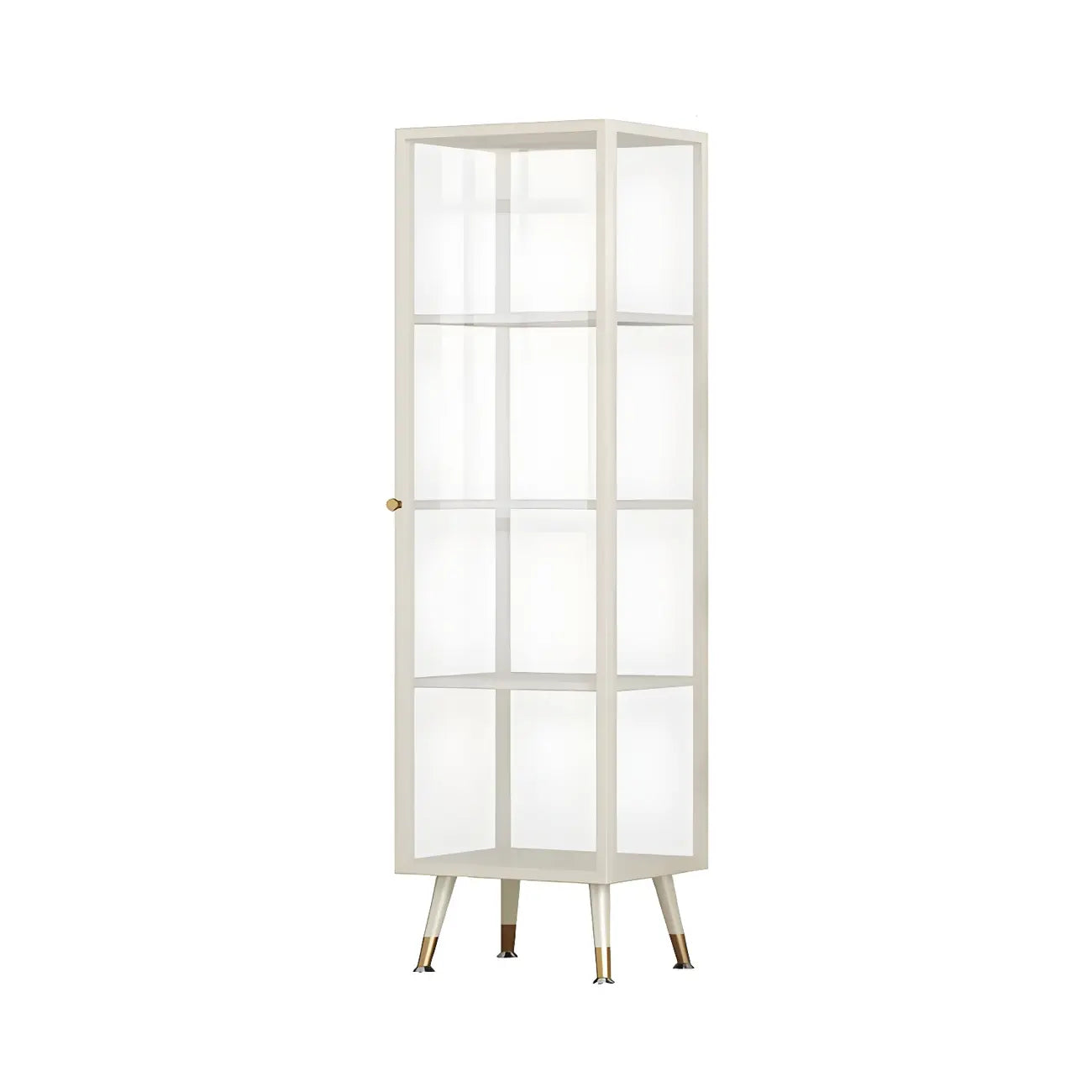 Modern White Metal Cube Shelf Glass Door Display Cabinet