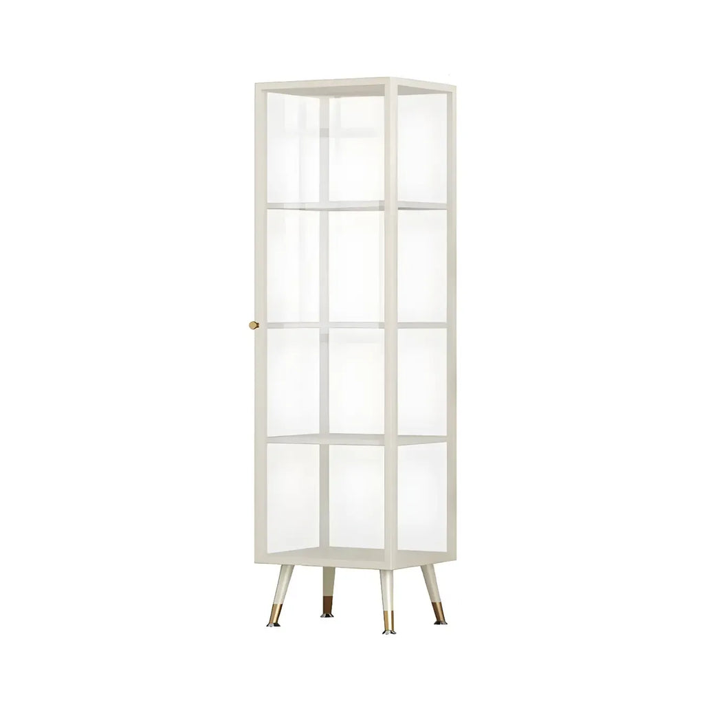 Modern White Metal Cube Shelf Glass Door Display Cabinet