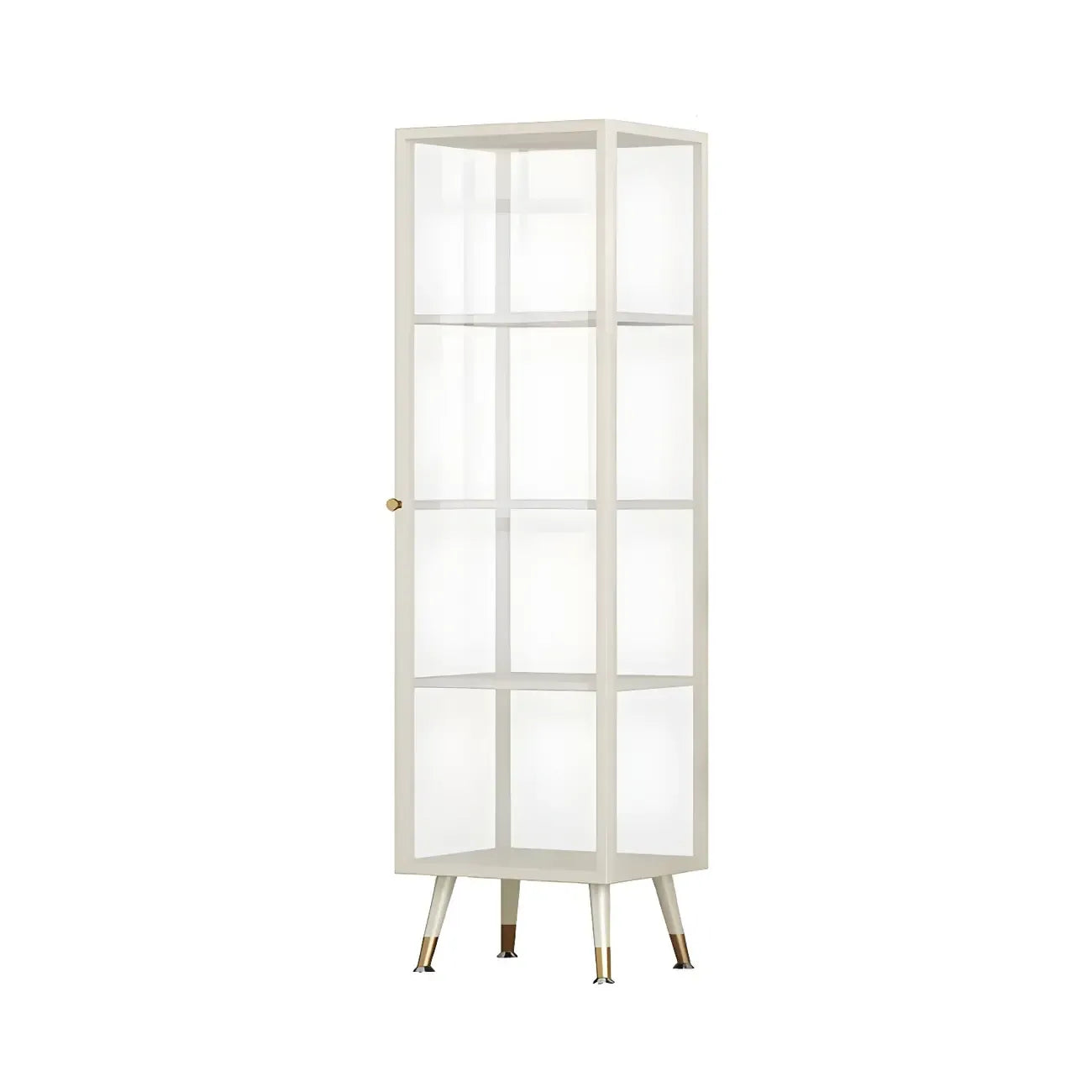 Modern White Metal Cube Shelf Glass Door Display Cabinet