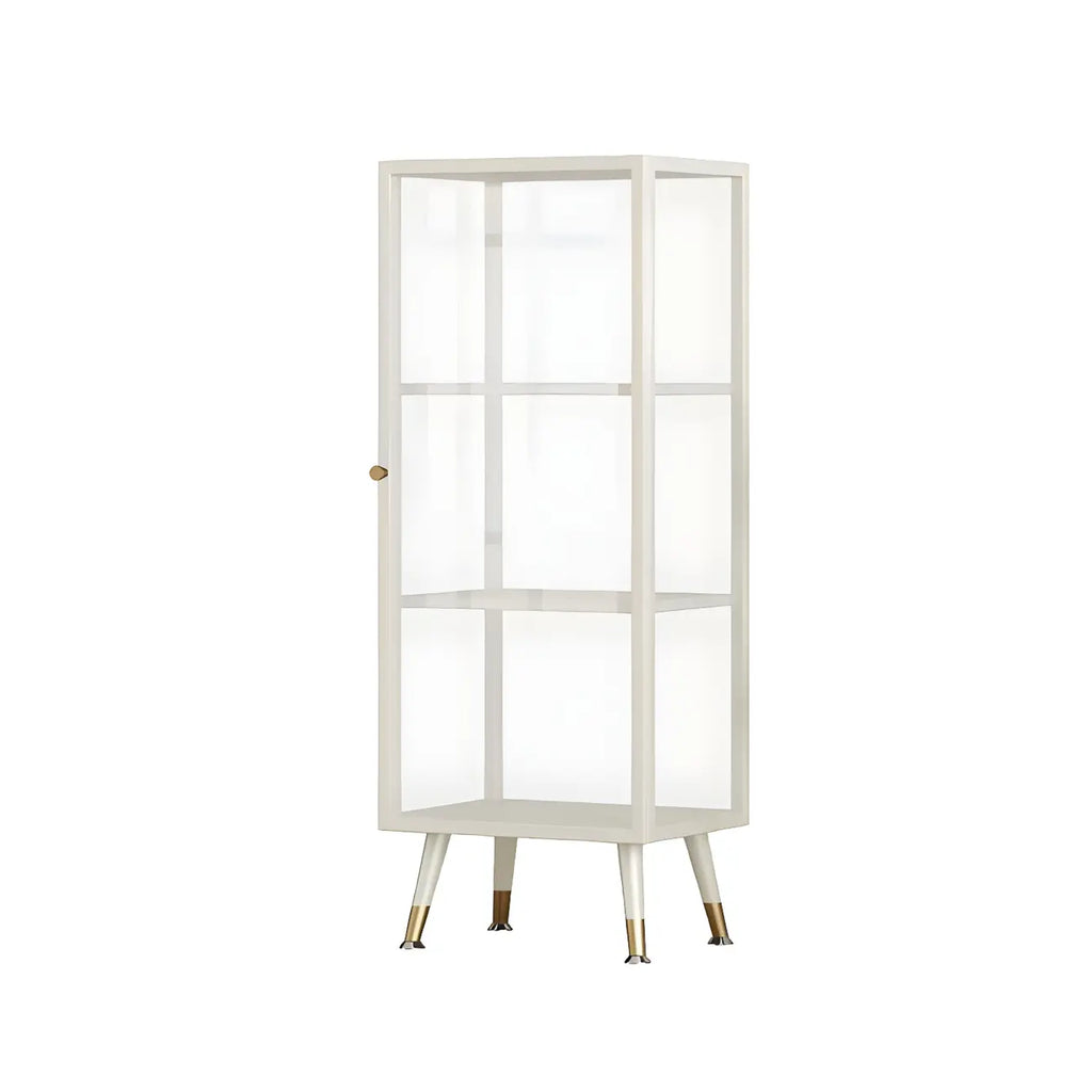 Modern White Metal Cube Shelf Glass Door Display Cabinet