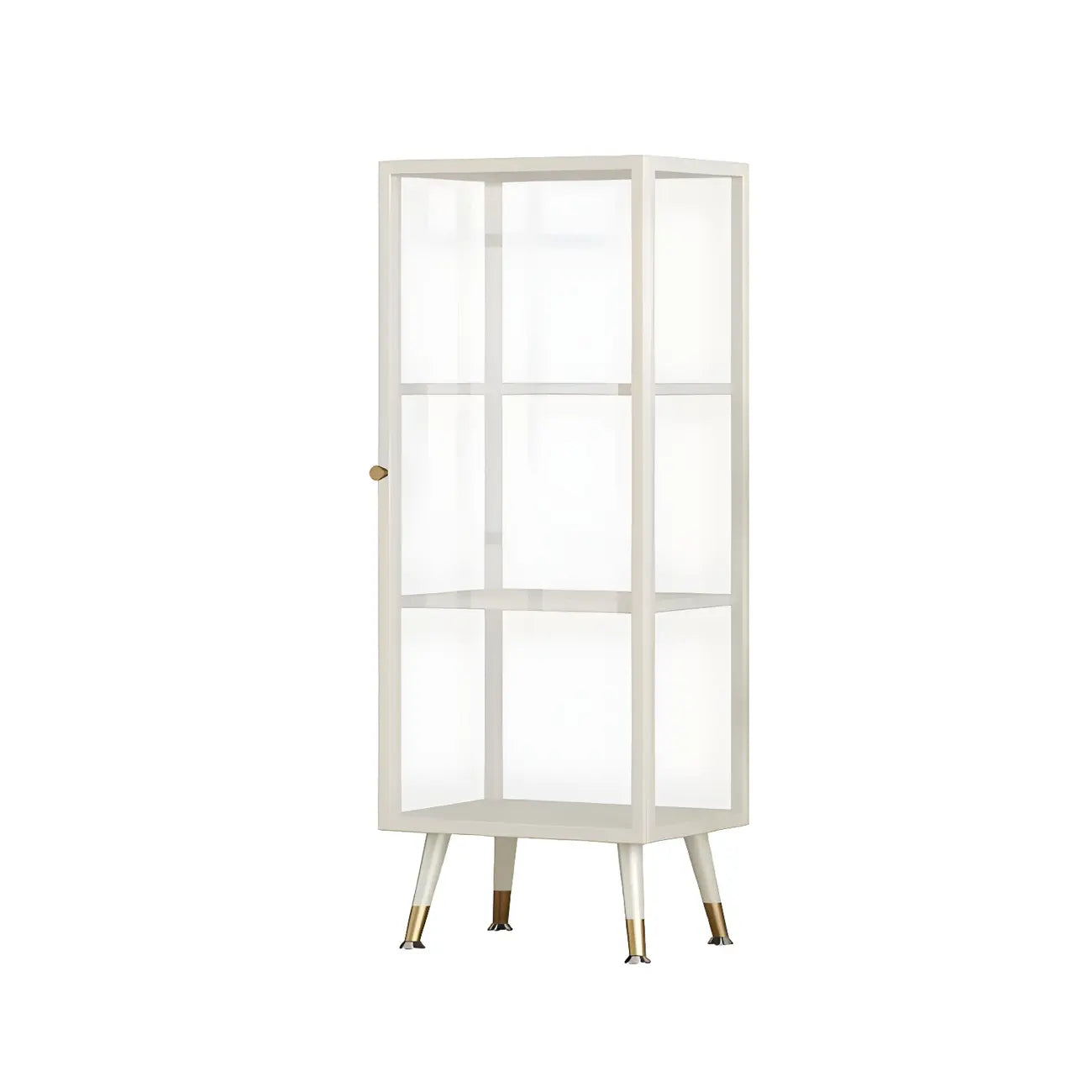 Modern White Metal Cube Shelf Glass Door Display Cabinet