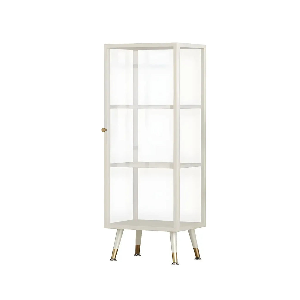 Modern White Metal Cube Shelf Glass Door Display Cabinet
