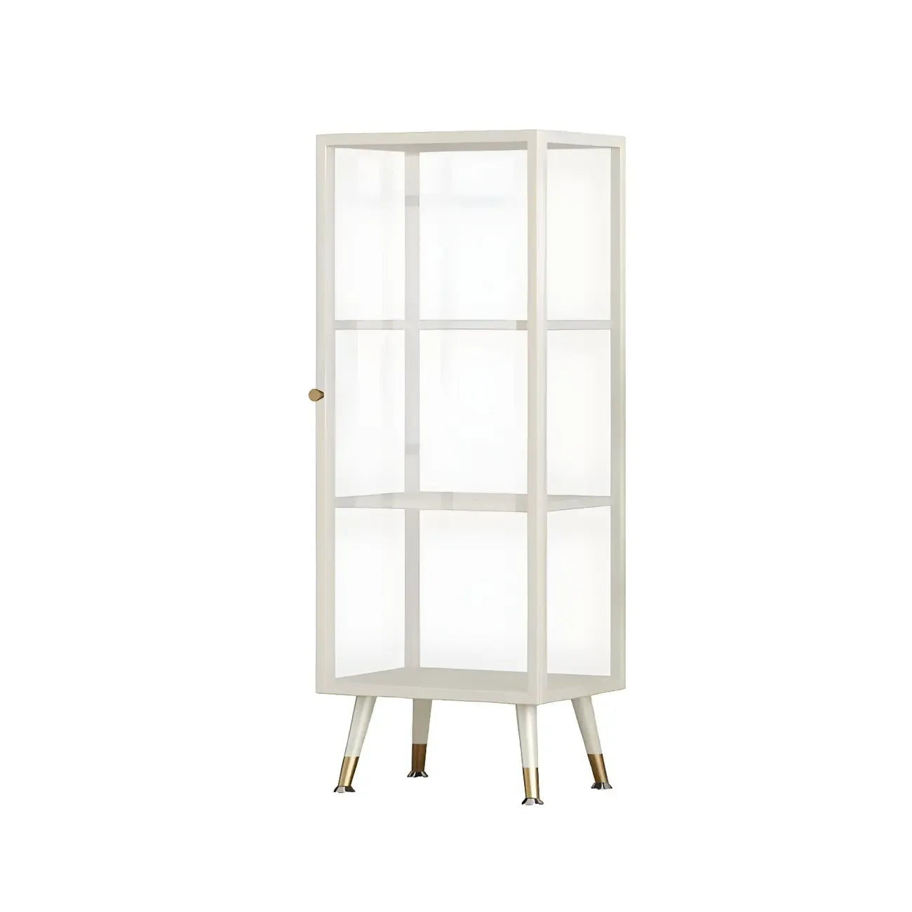 Modern White Metal Cube Shelf Glass Door Display Cabinet