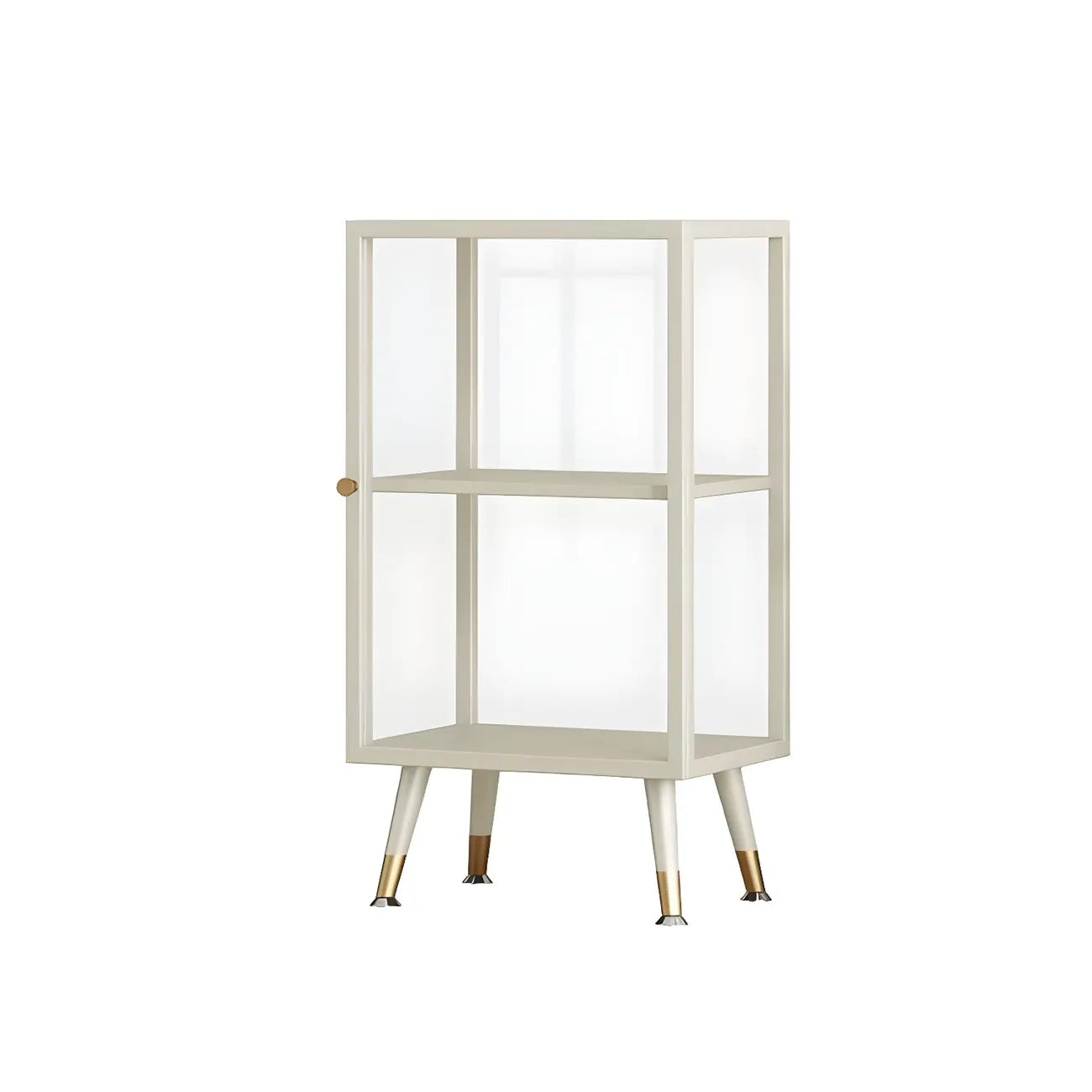 Modern White Metal Cube Shelf Glass Door Display Cabinet