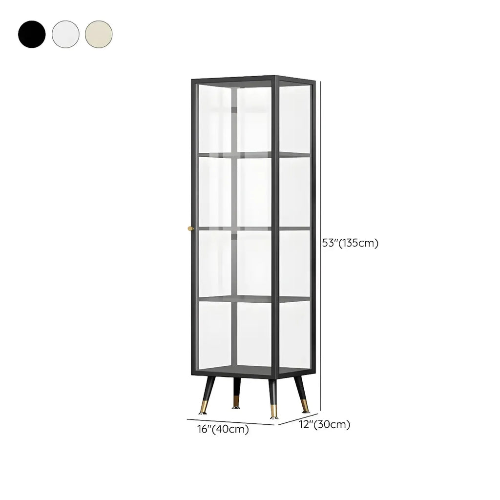 Modern White Metal Cube Shelf Glass Door Display Cabinet