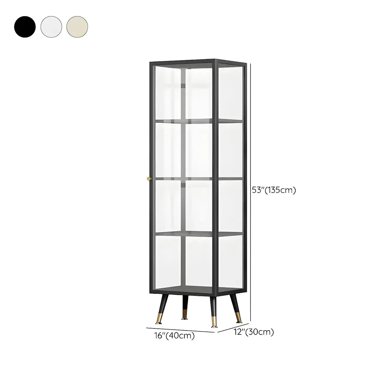 Modern White Metal Cube Shelf Glass Door Display Cabinet