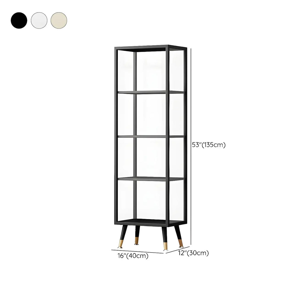 Modern White Metal Cube Shelf Glass Door Display Cabinet