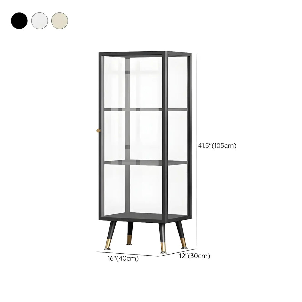 Modern White Metal Cube Shelf Glass Door Display Cabinet