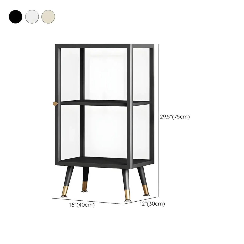 Modern White Metal Cube Shelf Glass Door Display Cabinet