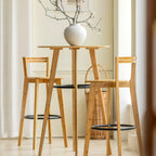 Counter Height Modern Bamboo Wood Round Bar Table