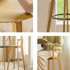 Counter Height Modern Bamboo Wood Round Bar Table