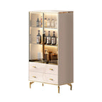 White Wood Gold Legs Adjustable Shelves Display Cabinet