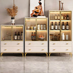 White Wood Gold Legs Adjustable Shelves Display Cabinet
