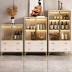 White Wood Gold Legs Adjustable Shelves Display Cabinet