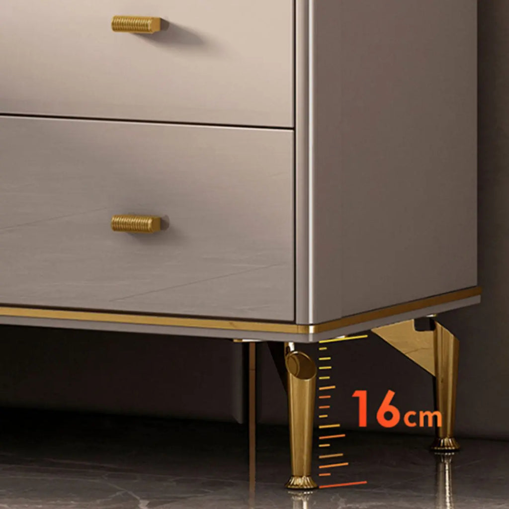 White Wood Gold Legs Adjustable Shelves Display Cabinet