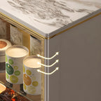 White Wood Gold Legs Adjustable Shelves Display Cabinet