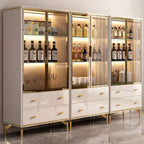 White Wood Gold Legs Adjustable Shelves Display Cabinet