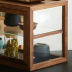 Rustic 2-tier Espresso Wood Display Cabinet for Table Top